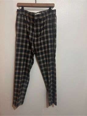 Topman Black and White Plaid Dress Pants